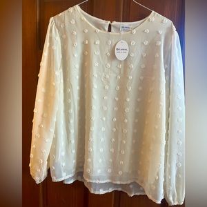 Qearal Chiffon Blouse Swiss Dot Long Sleeve Top size xl